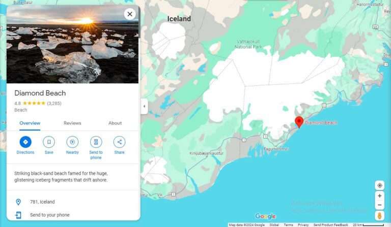 Diamond Beach Iceland - Google Maps Location